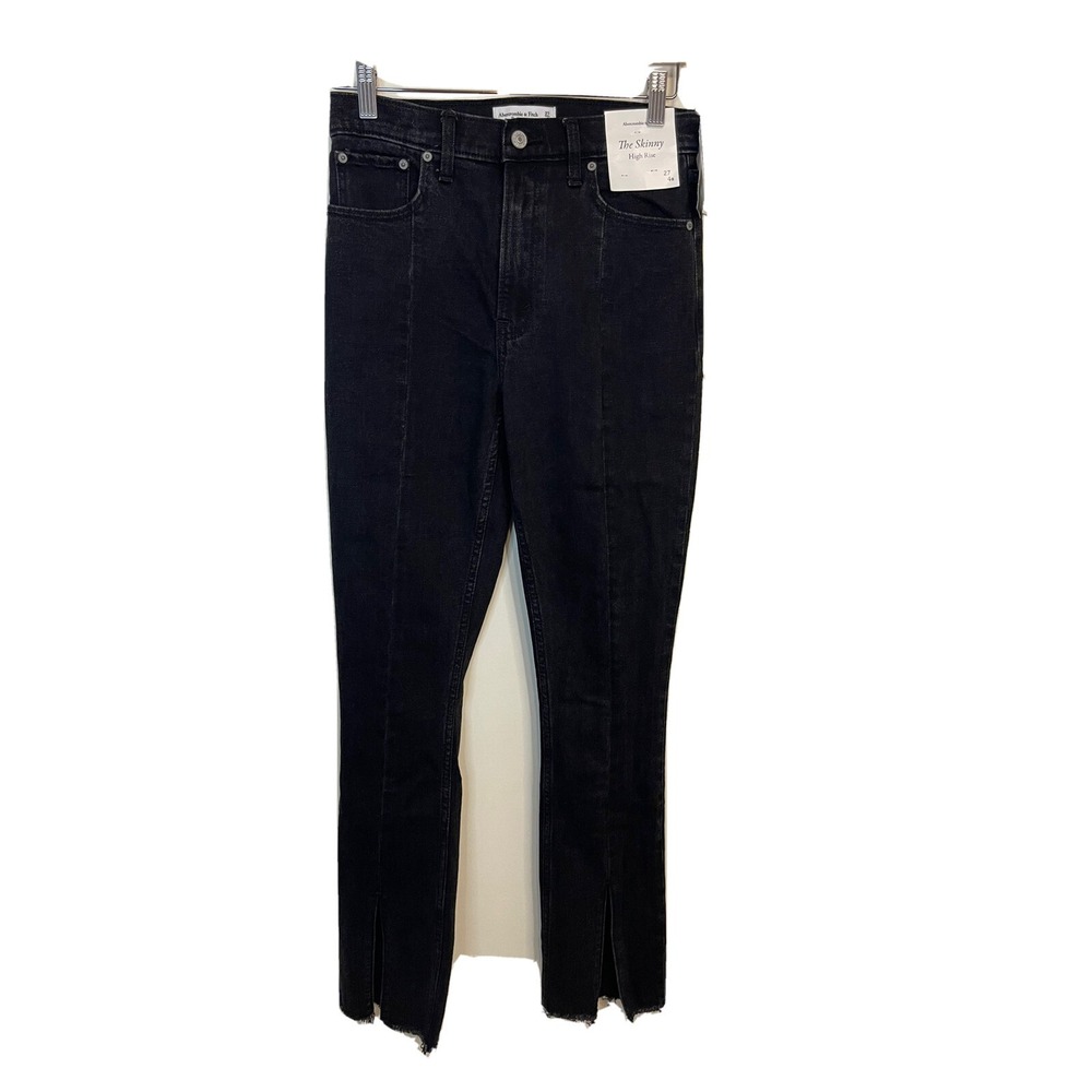 Abercrombie & Fitch The Skinny High Rise Curve Love Split Hem Jeans Dark 27 4R